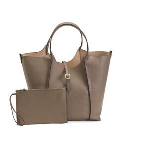 ROCAI Taupe Leather Tote With Inside Pouch